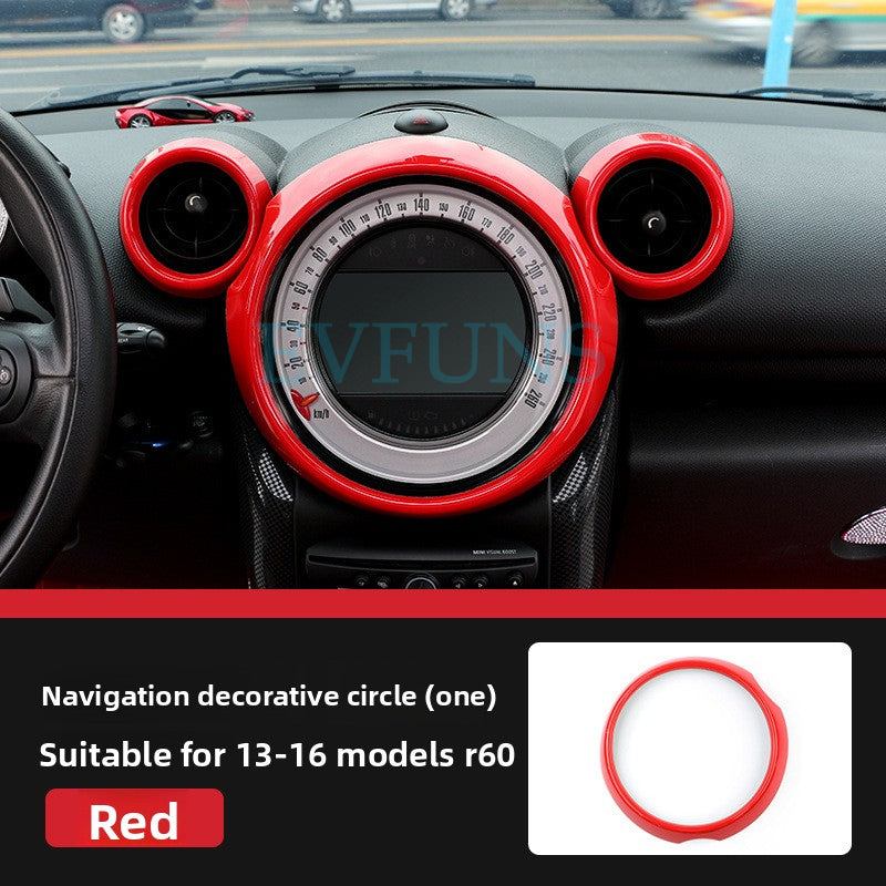 MINI Cooper Countryman R60 Dashboard Trim Cover – Interior Decoration Shell Navigation decorative ring (1 red model)