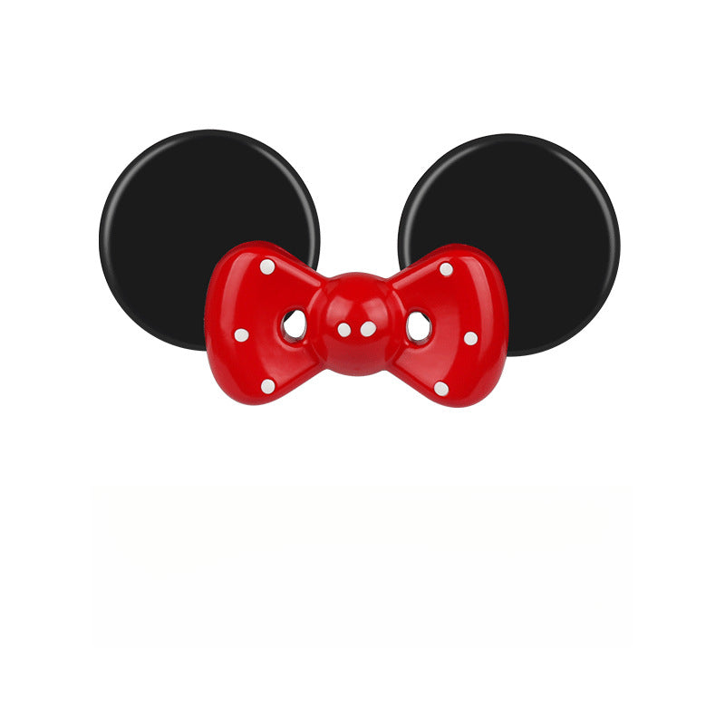 Cute Minnie Mickey Dashboard Ornament Red Bow [With Ears] Metal Style Evfuns