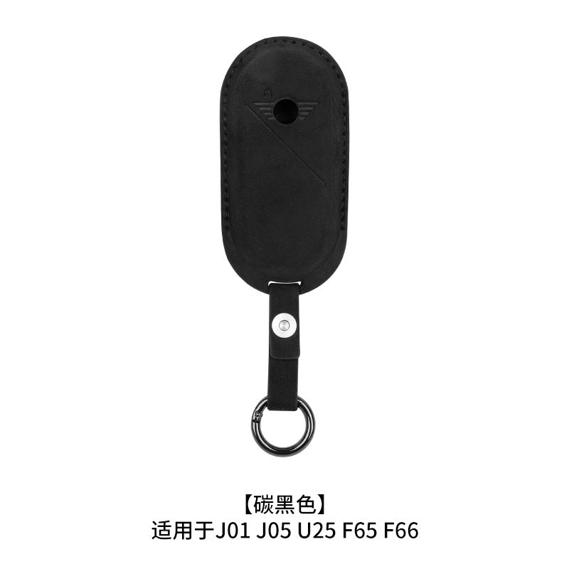 Genuine Leather Suede Key Case for MINI Electric / Aceman / JCW / Countryman [Carbon Black] J01 J05 U25 F65 F66 Evfuns