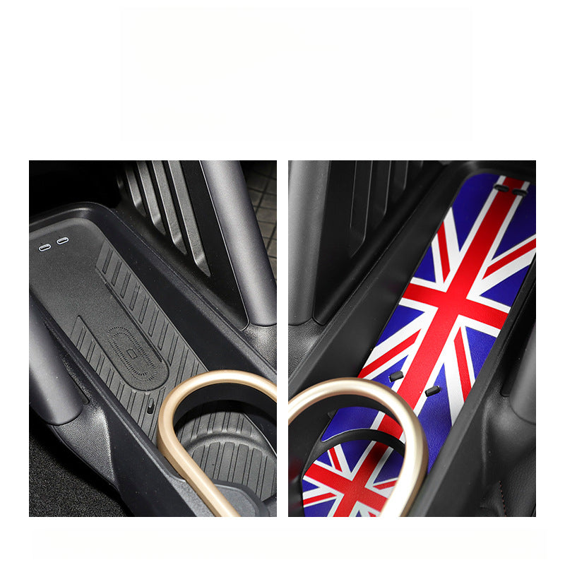 MINI J05 Leather Center Console & Door Slot Mats – Custom Interior Set for EV Models Evfuns