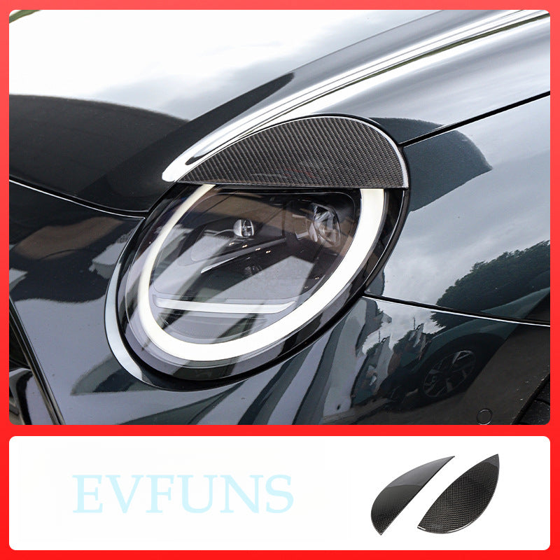 Mini Cooper Carbon Fiber Double Eyelid Headlight Trim J01 pair [carbon fiber material] Evfuns