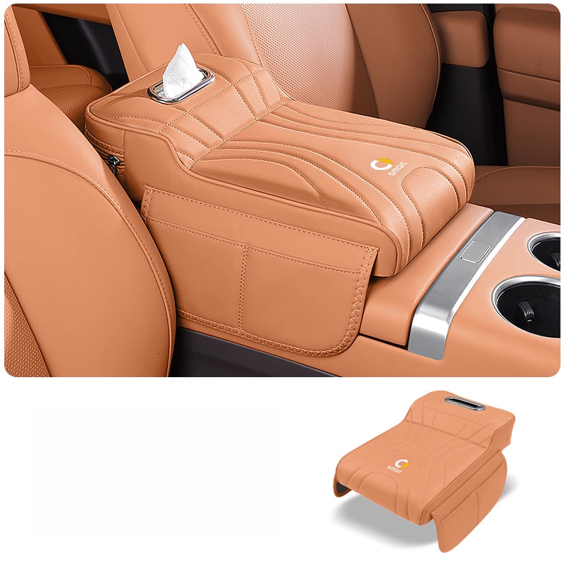 Smart # 1 # 3 # 5 Armrest Cushion | Memory Foam Console Booster & Tissue Box smart【light brown★Armrest Box Heightening