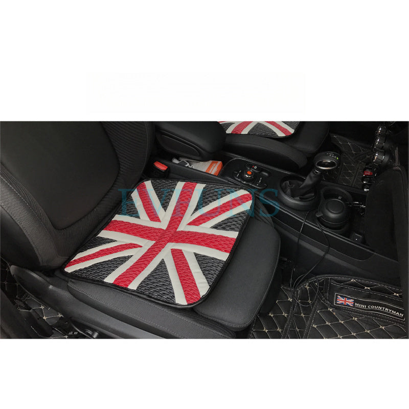 Universal MINI Car Seat Cushion – Ice Silk Mat with Union Jack Design Gray and White Rice Flag (Single Price) Evfuns