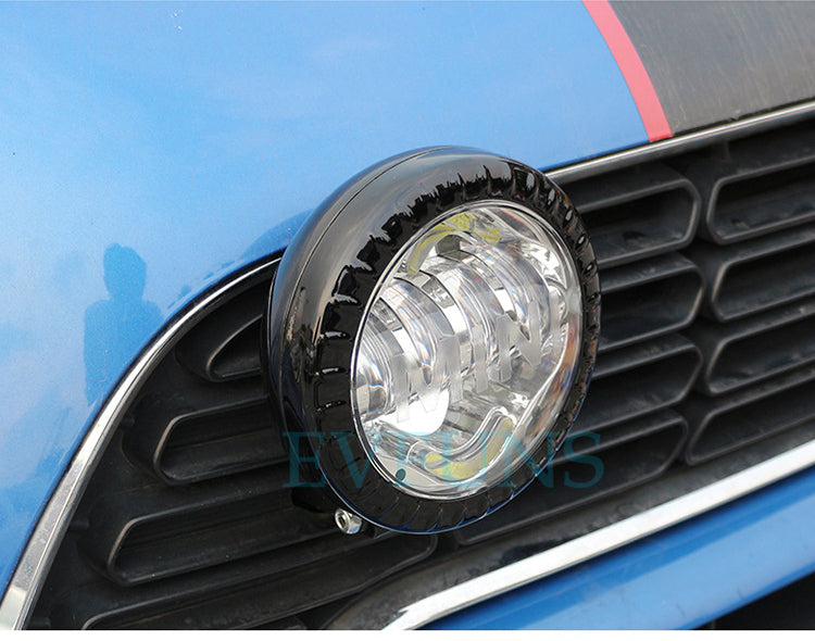MINI Cooper F55/F56/F60 R LED Daytime Running Lights Electroplated Silver-Backed Black Rings [Pair] Evfuns