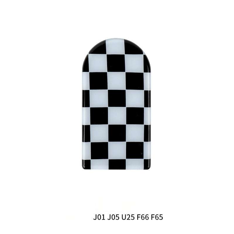 MINI Electric J01 JCW Storage Box Handle Cover – Interior Trim for U25/F65/F66 [Black and White Grid] Suitable for J01