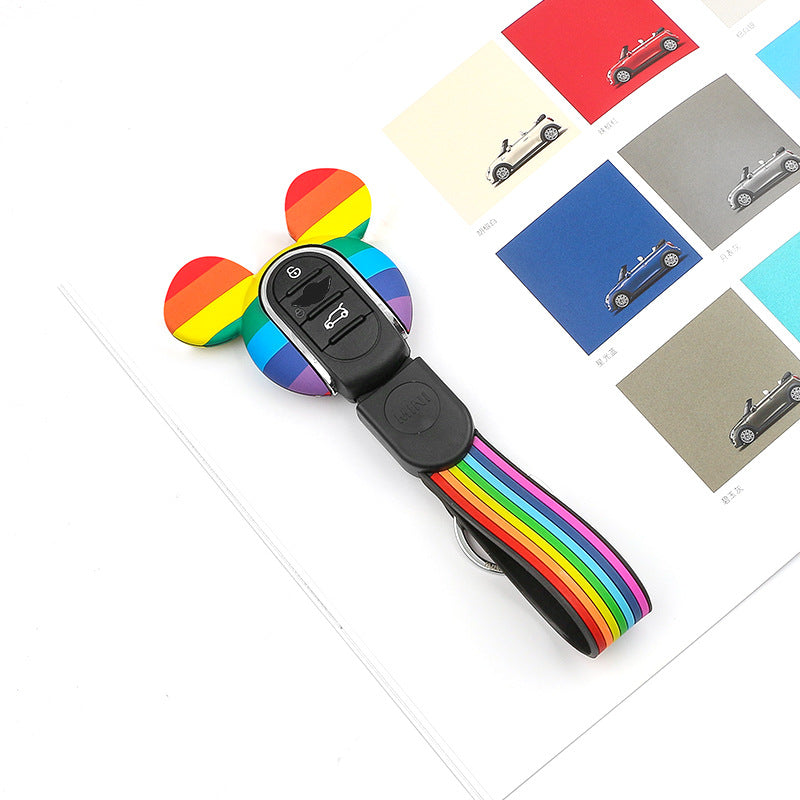 MINI Cooper Cartoon Key Cover & Graffiti Keychain – Fun Car Key Case Evfuns