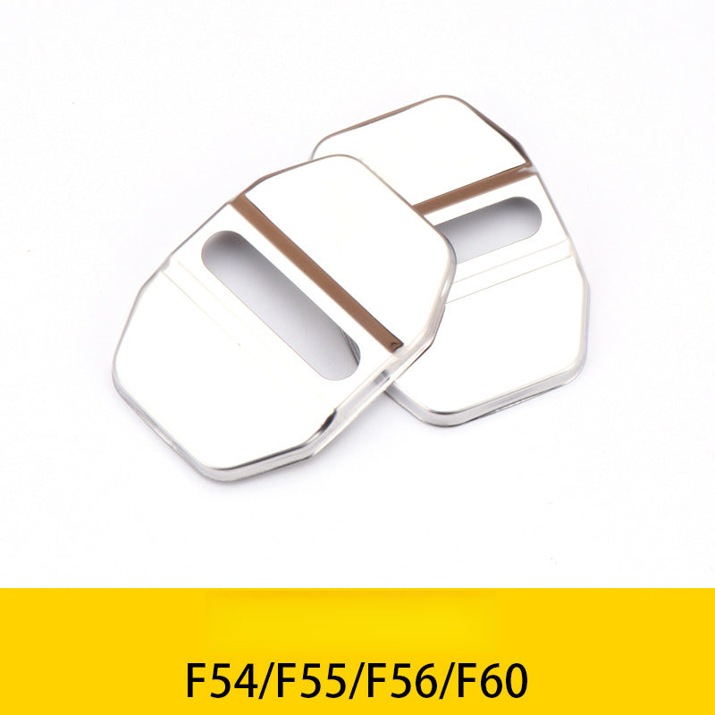 MINI Cooper Stainless Steel Door Lock Cover Trim – 3 Colors 2pcs Silver Original Standard Pair Set (F54/F55/F56/F60)