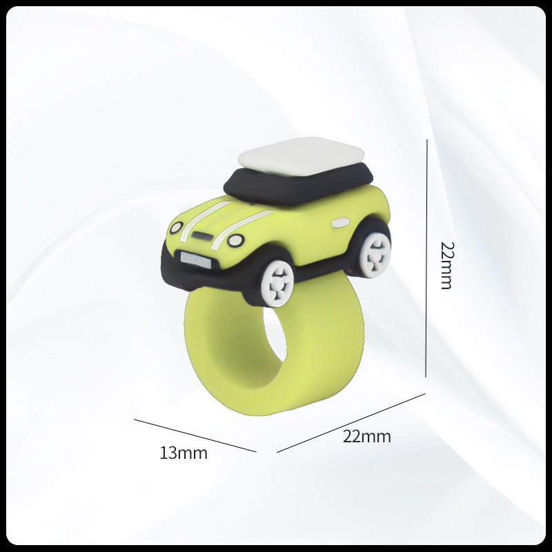 MINI Cooper Dashboard Silicone Ornament – Miniature Car Interior Decoration MINI Button Ring [Lemon Yellow] Evfuns