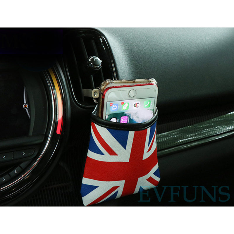 Union Jack Air Vent Storage Pouch – MINI Car Phone Holder Evfuns