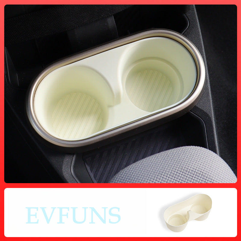 MINI Cooper F65 / F66 Cup Holder Insert Mat – Anti-Slip Interior Drink Coaster Front row - beige Evfuns