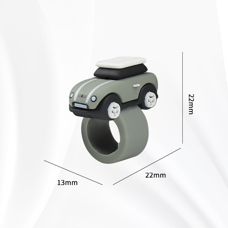 MINI Cooper Dashboard Silicone Ornament – Miniature Car Interior Decoration MINI Button Ring [Unicorn Gray] Evfuns