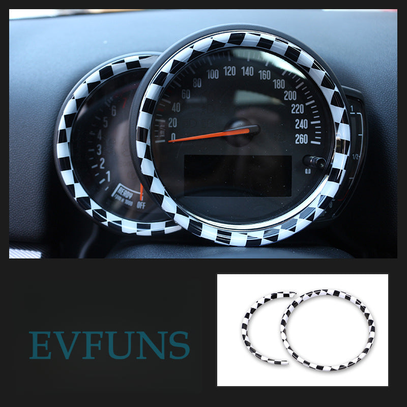 MINI Countryman F60 Air Vent Dashboard Trim – Interior Upgrade [Speedometer] Black and White Grid Evfuns