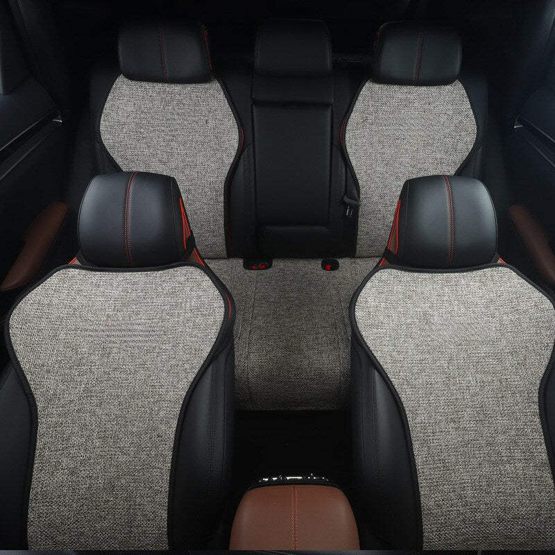 Linen Car Seat Cushion  (5-seater full set)