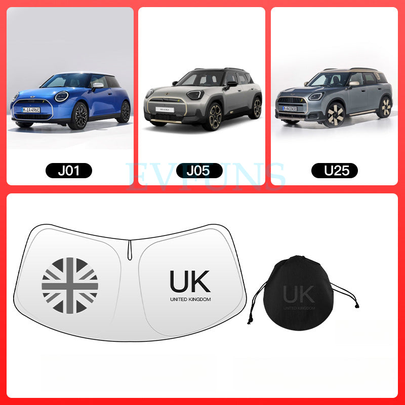 MINI Cooper / Aceman Windshield Sunshade Umbrella – Custom Fit Heat & UV Protection J01/05/U25 [Redmi]--Includes