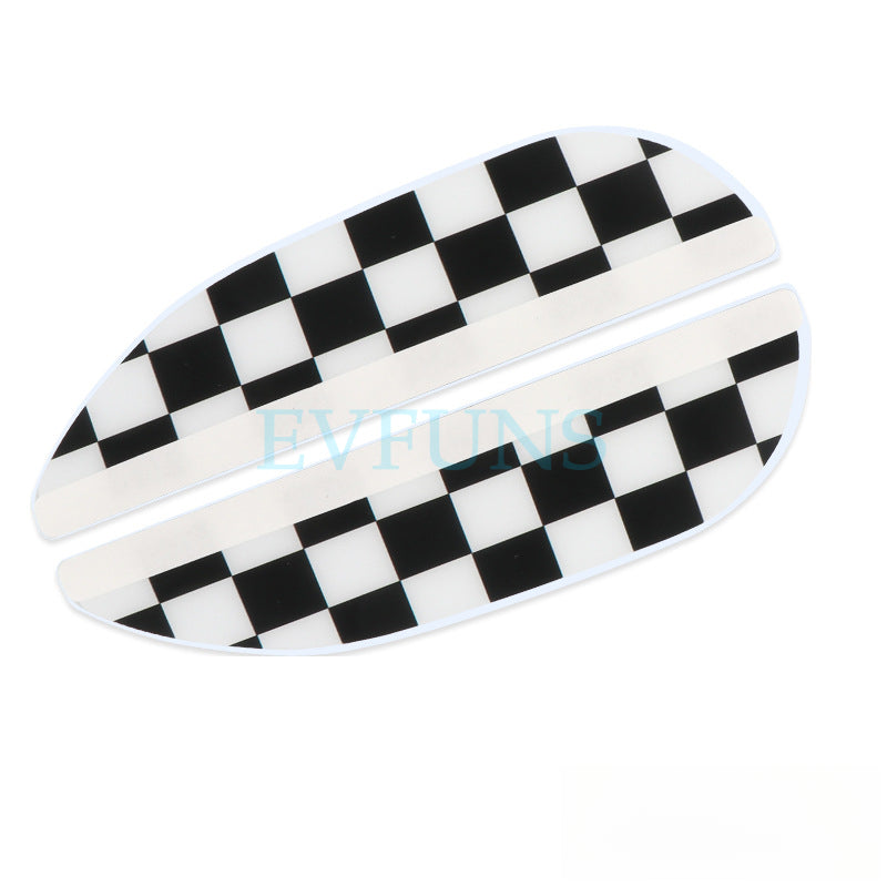 MINI Cooper Side Mirror Rain Guards – Rearview Visor Shields Black and White Checkered Style Evfuns