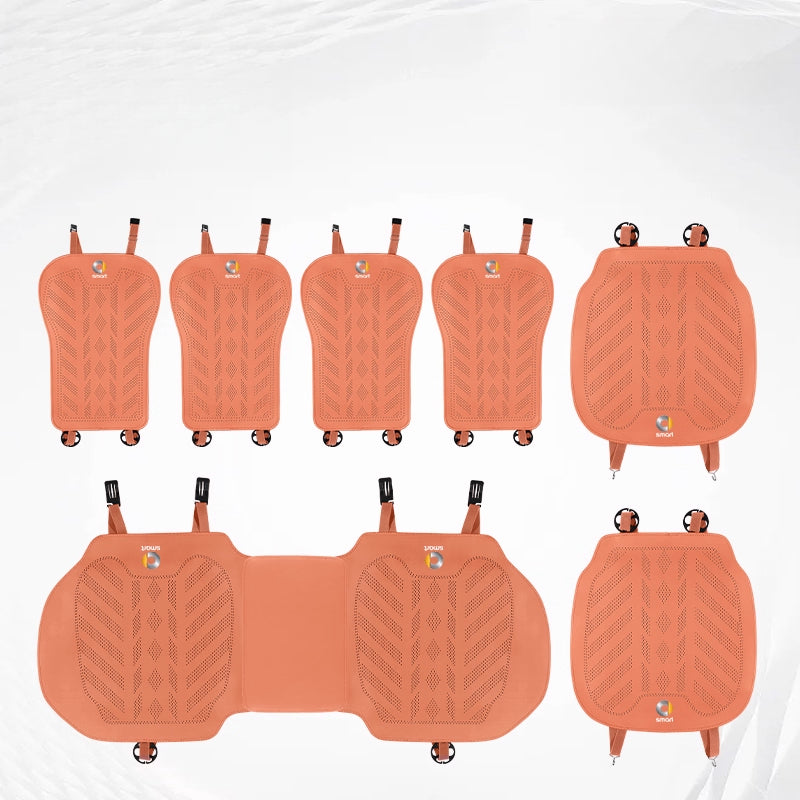 Smart # 1 # 3 # 5 Napa Leather Seat Cushion | All-Season Car Seat Cover smart Seat Cushion + Backrest [Ideal Orange