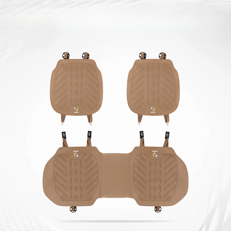 Smart # 1 # 3 # 5 Napa Leather Seat Cushion | All-Season Car Seat Cover smart-Front + Rear Seat Cushions [Chestnut
