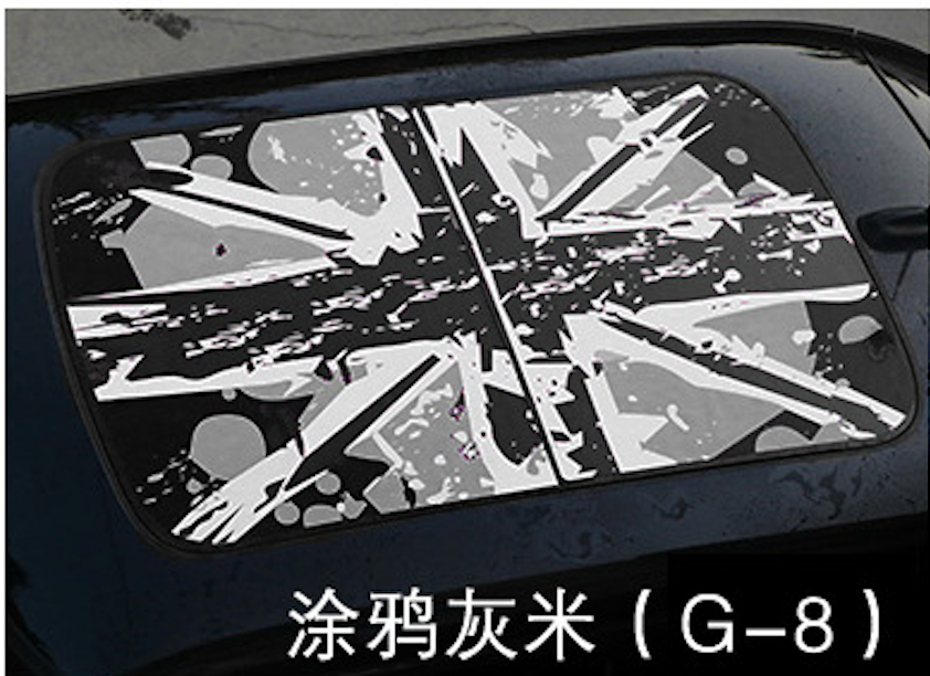 MINI Cooper Roof Sunroof Decal – Union Jack Perforated Roof Sticker for Countryman & More G8 Graffiti Gray Rice Evfuns