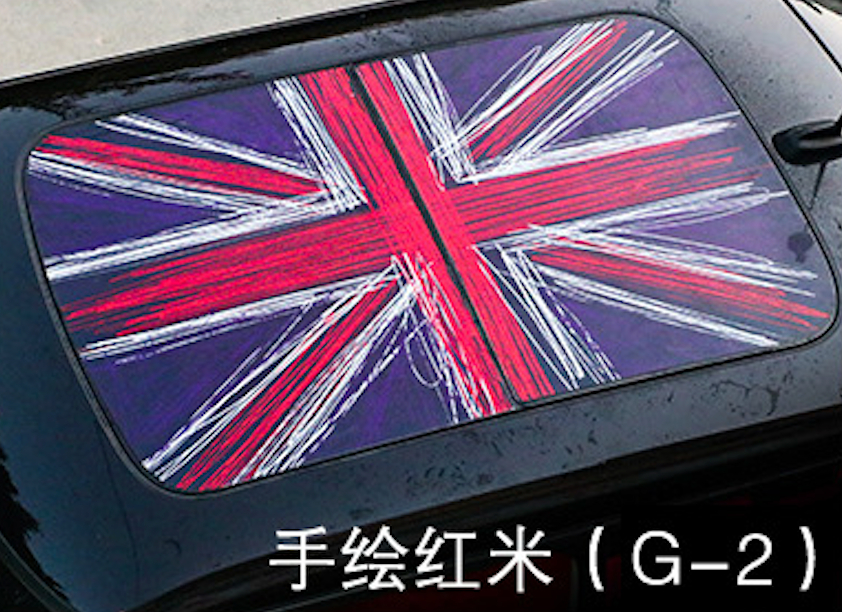 MINI Cooper Roof Sunroof Decal – Union Jack Perforated Roof Sticker for Countryman & More G2 hand-painted red rice
