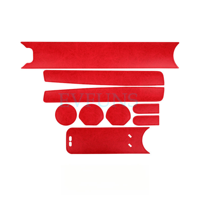 MINI J01 Leather Center Console & Door Slot Mats [Red] Suitable for J01 Evfuns