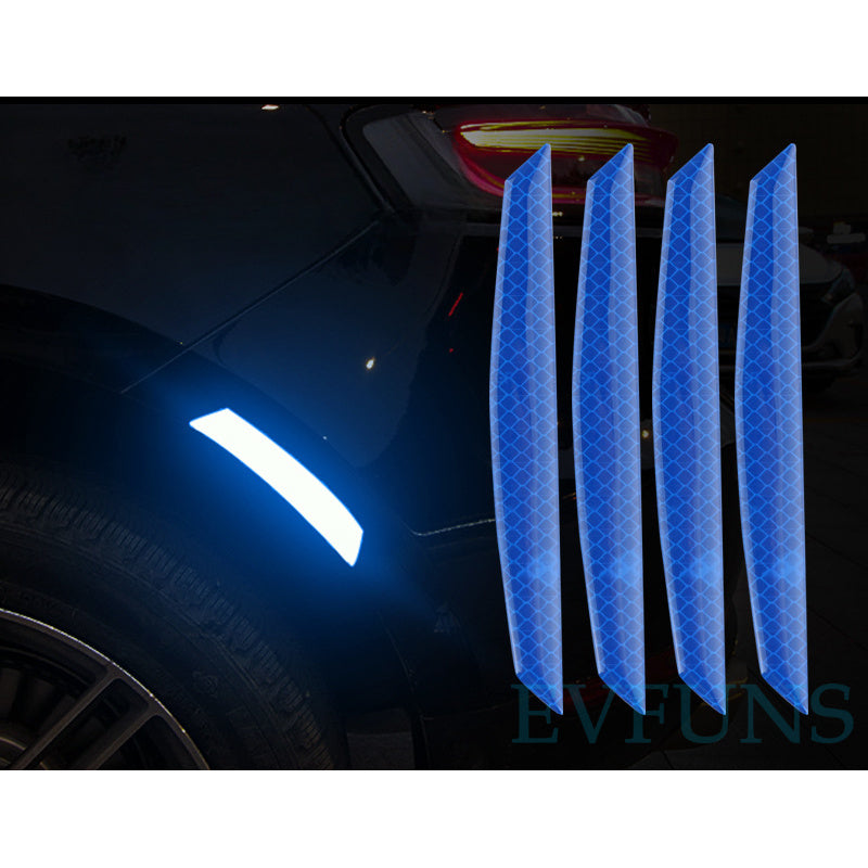Car Wheel Arch Reflective Strips – Night Safety Warning Stickers (Glow-in-the-Dark) Sky blue (set of 4 pieces) Evfuns