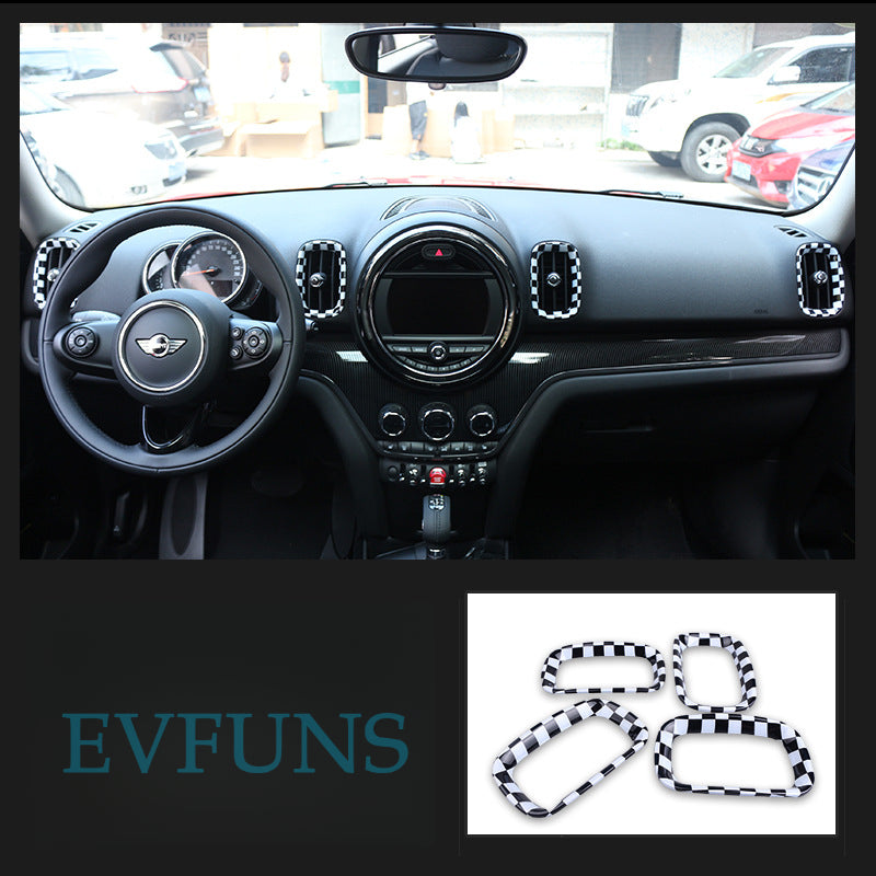 MINI Countryman F60 Air Vent Dashboard Trim – Interior Upgrade [Air outlet] Black and white checkered Evfuns