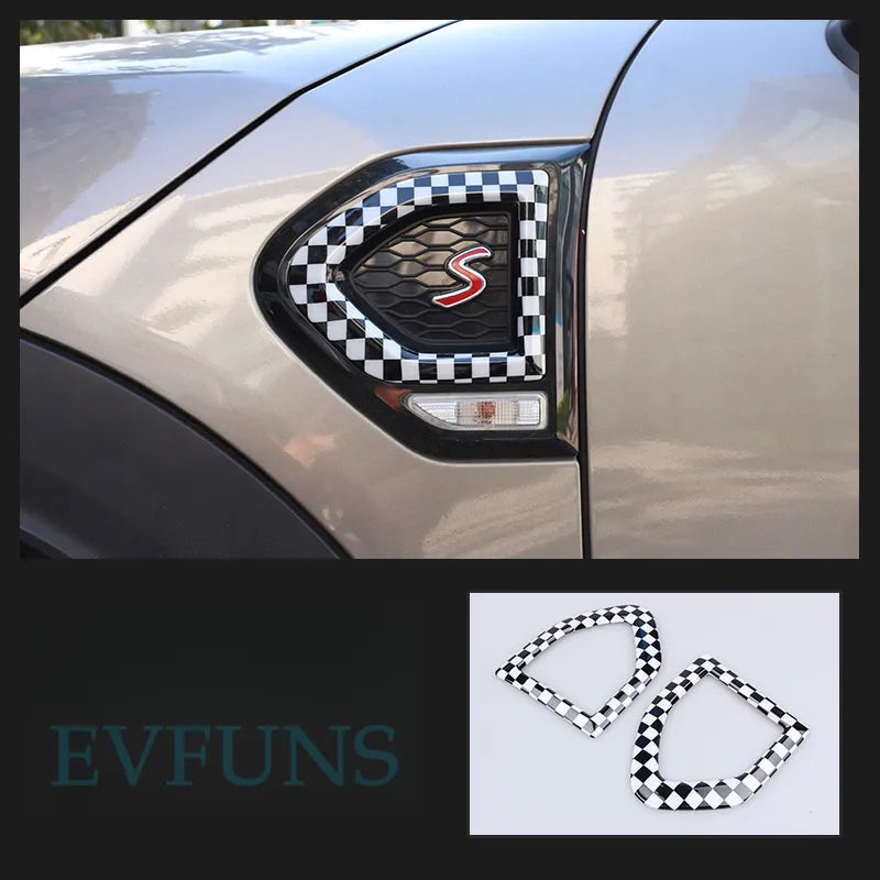 MINI F60 Cooper S Side Marker Trim – Tricolor Fender Frame for Countryman Black and white plaid Evfuns
