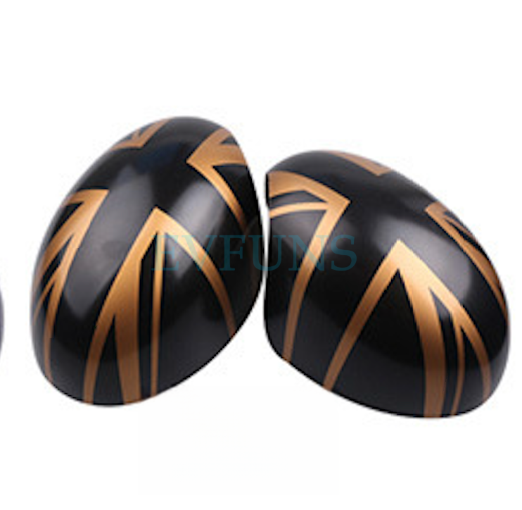 MINI Cooper Rearview Mirror Cover – F56 F60 Side Mirror Trim Overlay F55/F56 [Golden Rice Pair] Evfuns