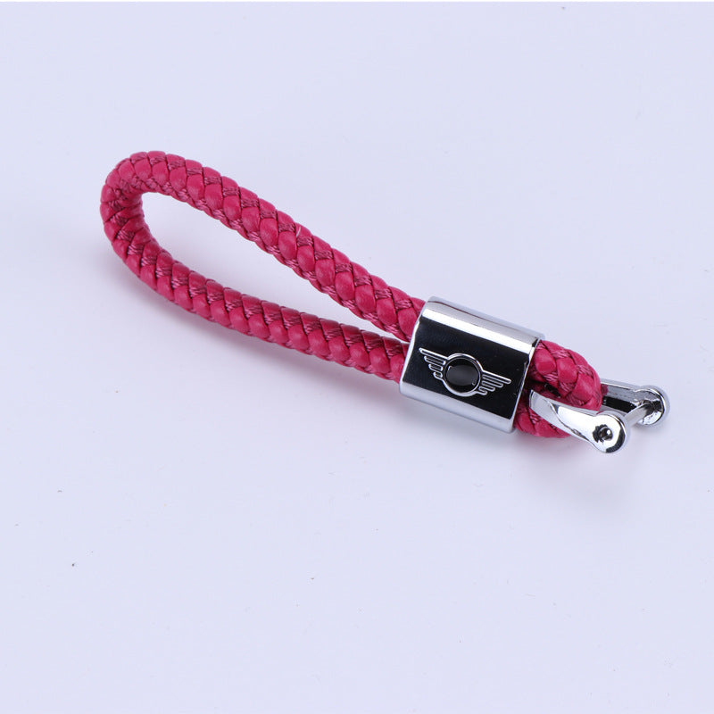 Mini Cooper Leather Keyring Strap – Personalized Car Keychain Loop Rose Red Evfuns