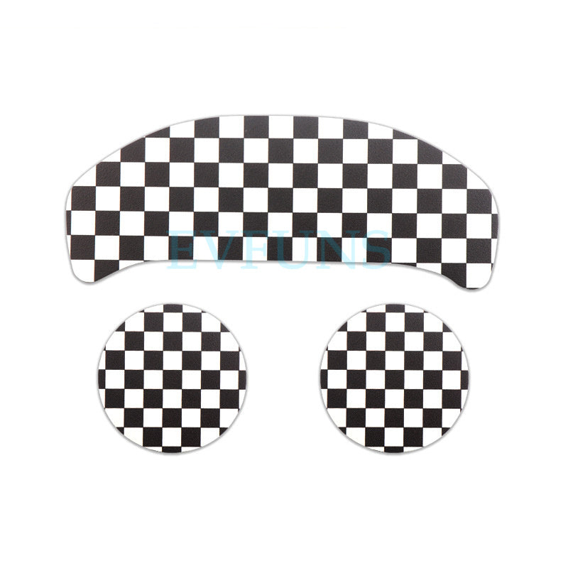 MINI Cooper Leather Cup Holder Mat – F56 F60 F54 Anti-Slip Interior Pad F54 (black and white grid) three-piece set