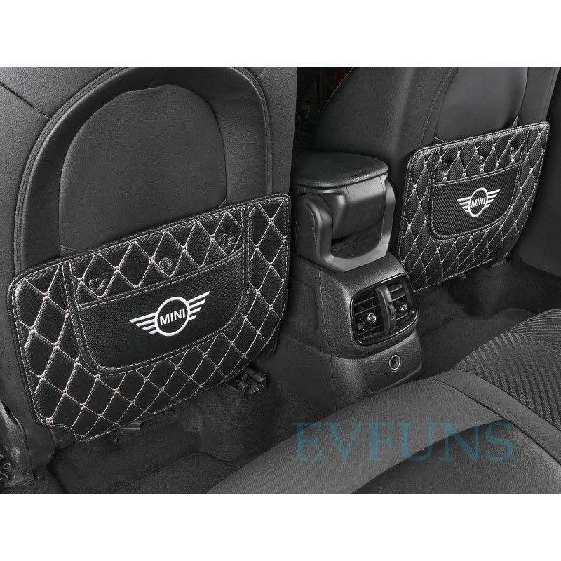 MINI Cooper Carbon Fiber Texture Back Seat Kick Mat Seat Rear Anti-Kick Pads (Set of Two) Evfuns