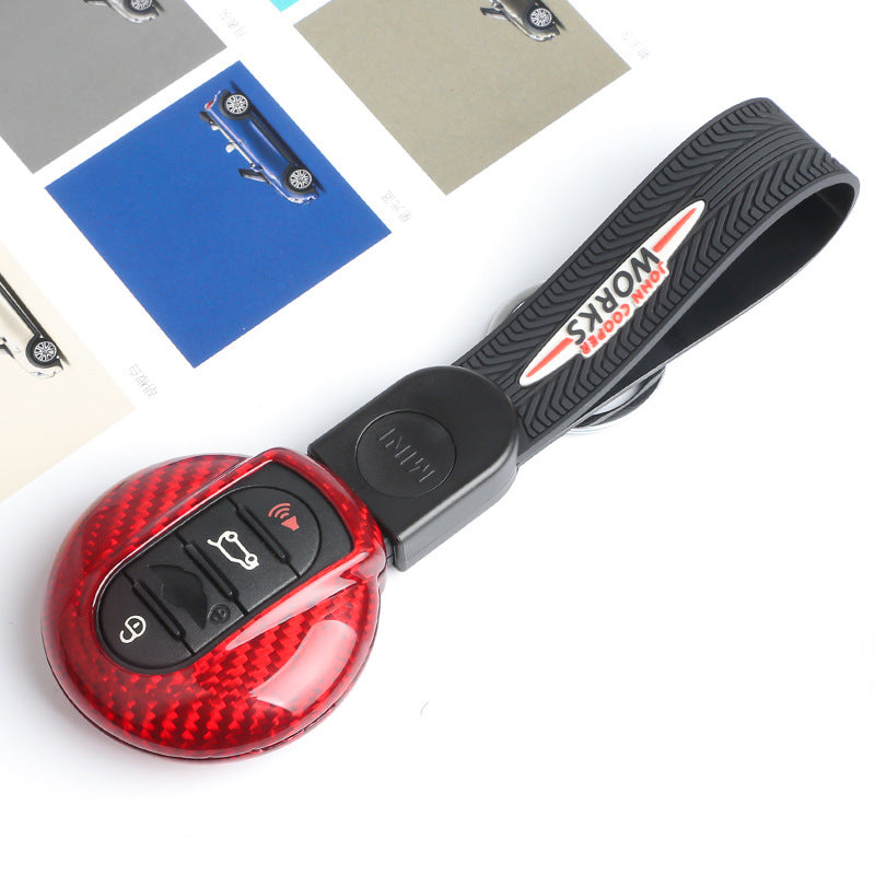 Carbon Fiber Key Fob Cover for MINI F54 F55 F56 F60 Carbon fiber key case + free JCW key strap Evfuns