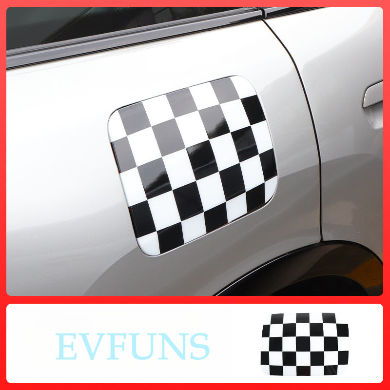 MINI JCW Countryman U25 Fuel Tank Cap Trim Cover – 2024 Upgrade Black and white plaid Evfuns