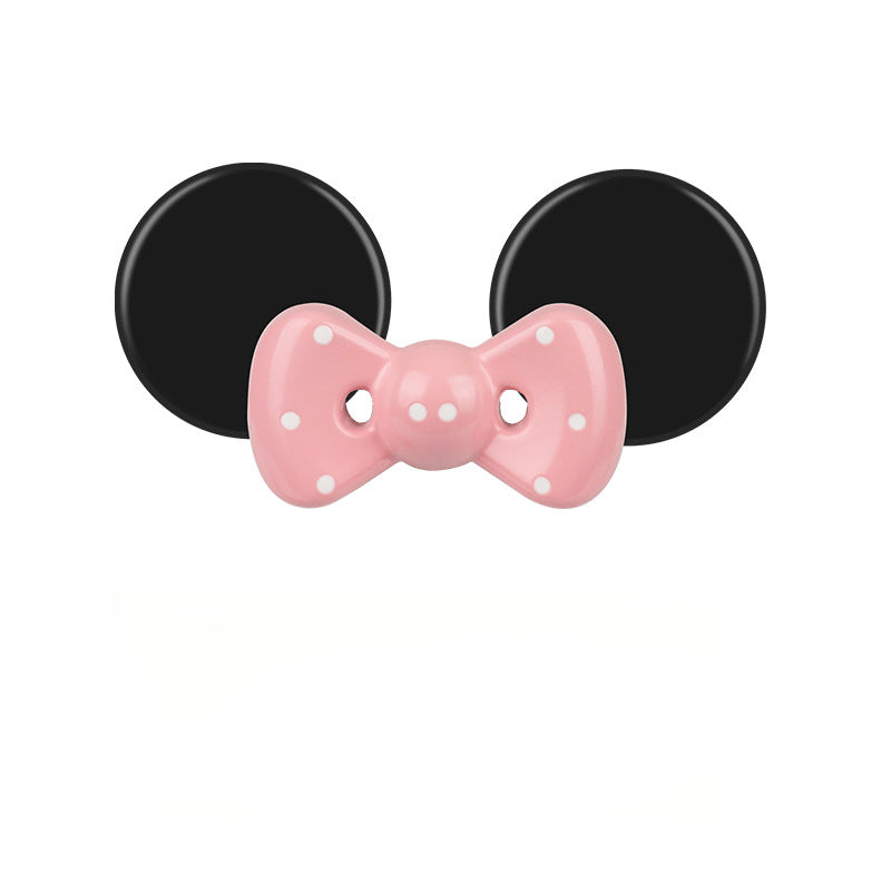 Cute Minnie Mickey Dashboard Ornament Pink Bow [With Ears] Metal Style Evfuns
