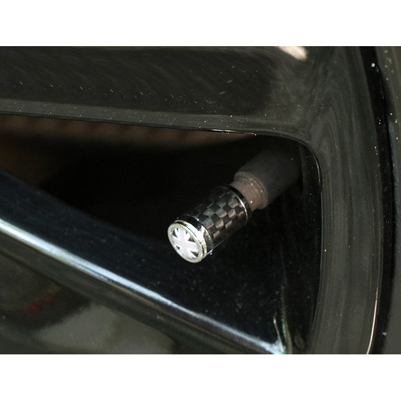 MINI Cooper Carbon Fiber Tire Valve Caps – Countryman Upgrade Gray rice style (pack of four) Evfuns
