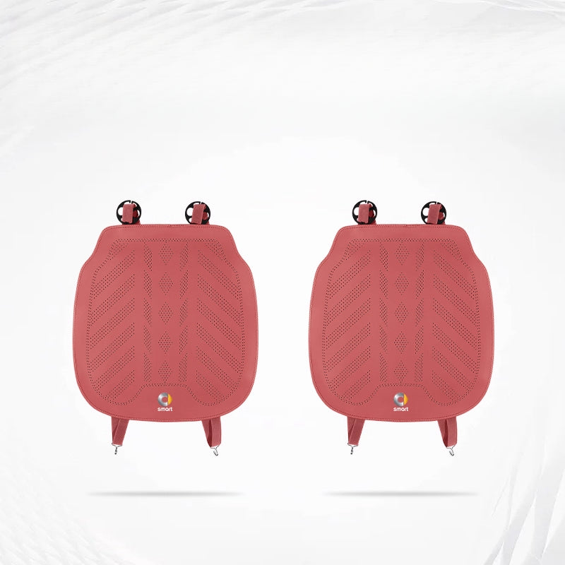 Smart # 1 # 3 # 5 Napa Leather Seat Cushion | All-Season Car Seat Cover smart-Front Seat Cushion [Volcano Red-2 Piece