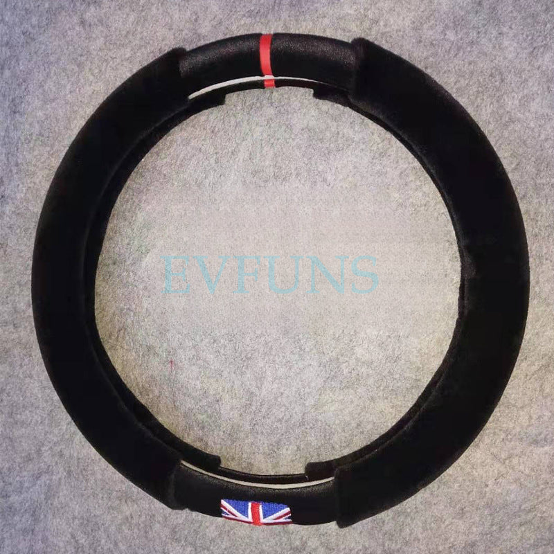 Winter Plush Steering Wheel Cover for MINI Cooper Union Flag Reversal Standard Edition Evfuns
