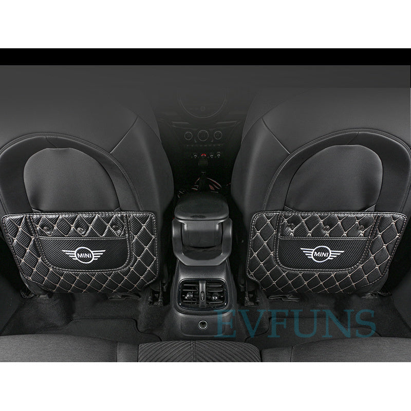 MINI Cooper Carbon Fiber Texture Back Seat Kick Mat Seat Rear Anti-Kick Pads (Set of Two) Evfuns