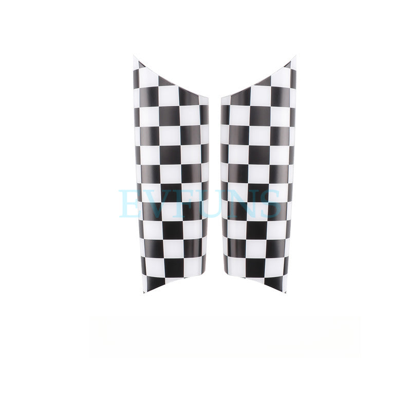 MINI Cooper R55/R56 Inner Door Handle Trim Cover Black and White Checkered Style [Pair Set] Evfuns