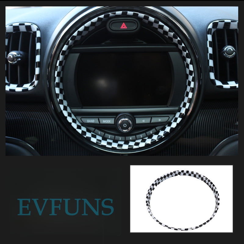 MINI Countryman F60 Air Vent Dashboard Trim – Interior Upgrade [Central Instrument] Black and White Grid Evfuns