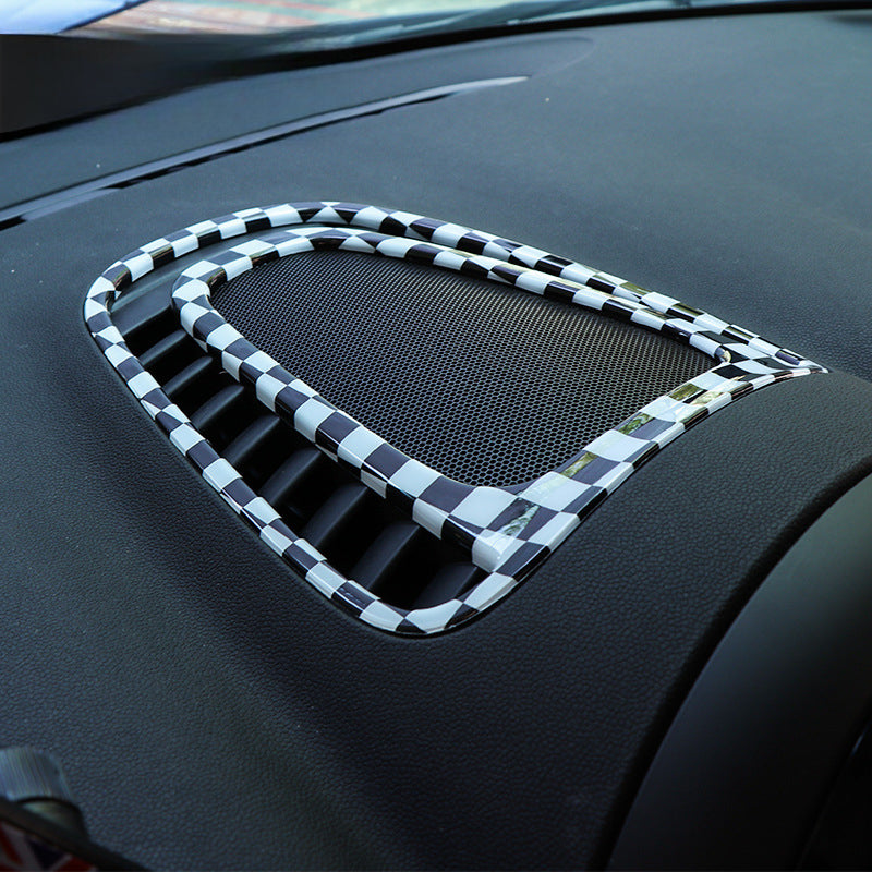 MINI Countryman F60 Central Air Vent Trim Cover Black and White Plaid Evfuns