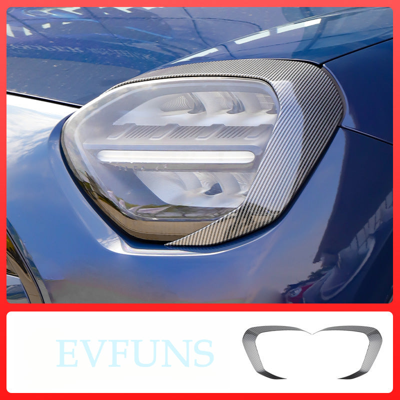 MINI J05 Headlight Eyelid Trim – Blacked-Out Styling Kit for Electric MINI Carbon fiber pattern Evfuns