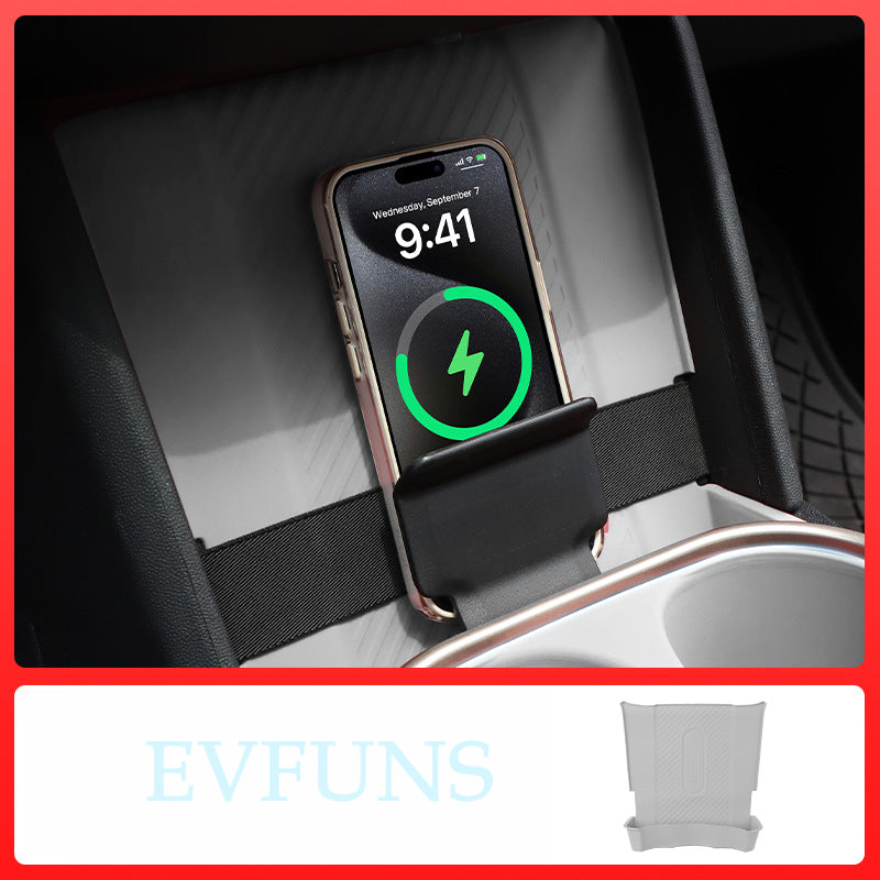 MINI Cooper F65/F66 Center Console Silicone Pad – Interior Protection Mat Wireless Charging Pad [Gray White] Special
