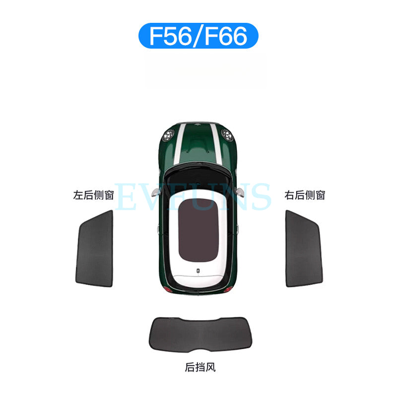 MINI U25 J05 Magnetic Sunshade – Side Window UV Protection Curtain F56/F66 Evfuns