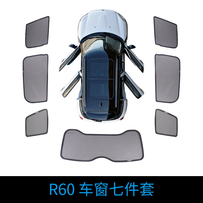 MINI Cooper Sunshade for F54 F55 F60 R60 – Magnetic Side Window Visor R60 front and rear window seven-piece set Evfuns