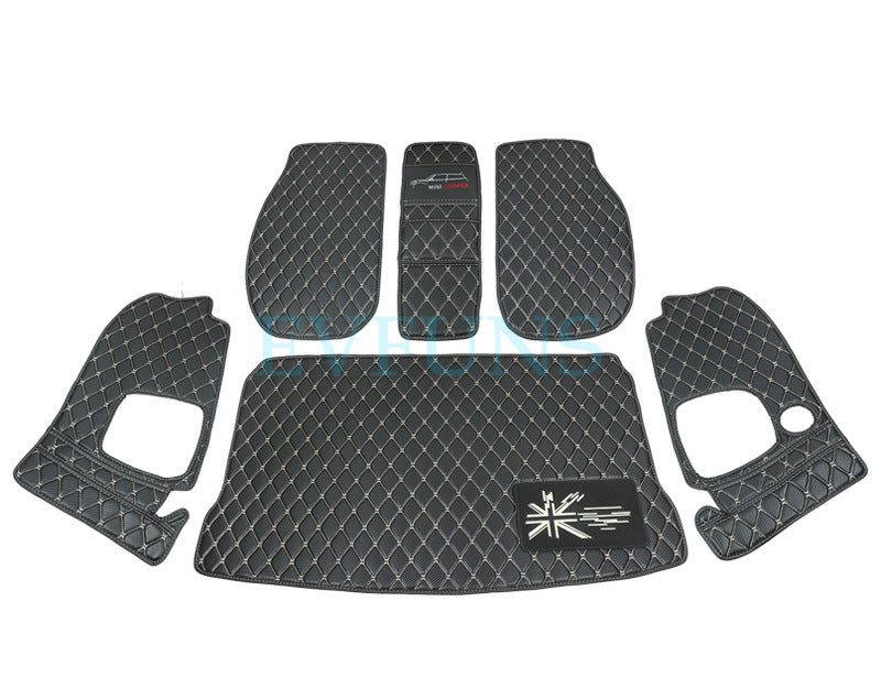 MINI Cooper Trunk Mat – Full Coverage Cargo Liner for Countryman / Clubman Special for R60 (Full Set of 6 Pieces) Evfuns