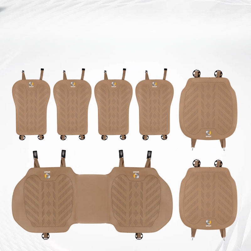 Smart # 1 # 3 # 5 Napa Leather Seat Cushion | All-Season Car Seat Cover smart-Seat Cushion + Backrest [Chestnut Brown