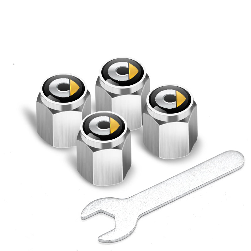 Smart # 1 # 3 # 5 Tire Valve Caps | Custom Wheel Stem Covers smart label [4 pack + wrench] silver Evfuns