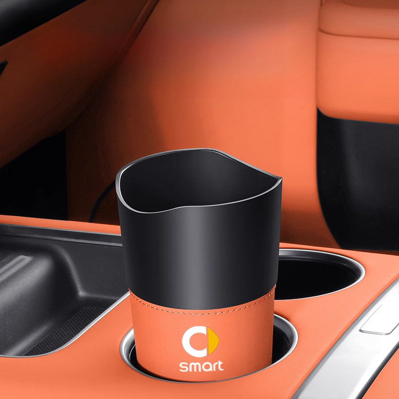 Smart # 1 # 3 # 5 Car Trash Bin | Umbrella Holder & Cup Organizer smart【Water Cup Cylinder Trash Can★Leather