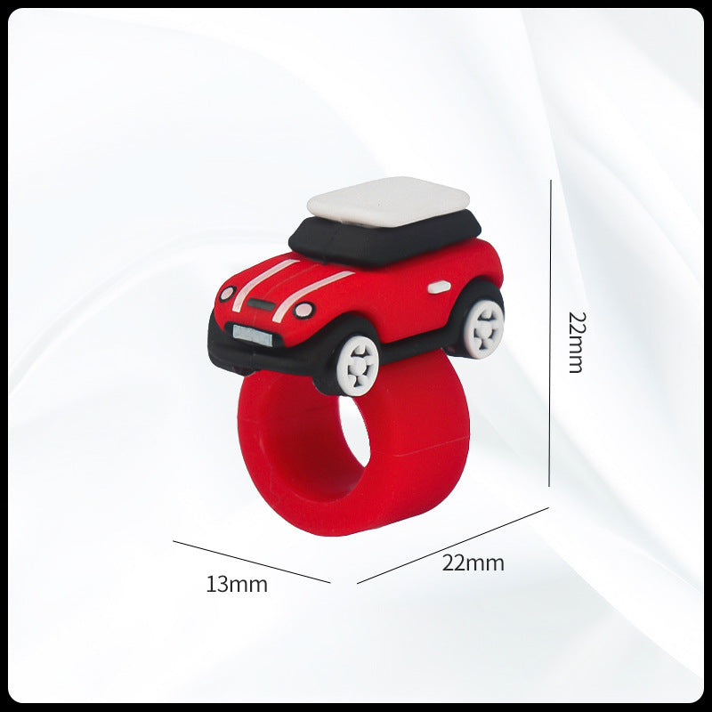 MINI Cooper Dashboard Silicone Ornament – Miniature Car Interior Decoration MINI Button Ring [Red] Evfuns